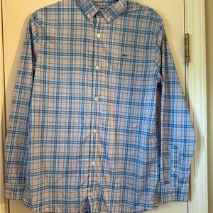 Vineyard Vines Blue and Pink Plaid Button-Down Shirt